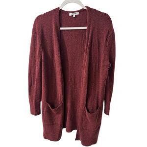 Madewell Kent Longline Open Front Cardigan Rust Red Wool Alpaca Blend, size XS